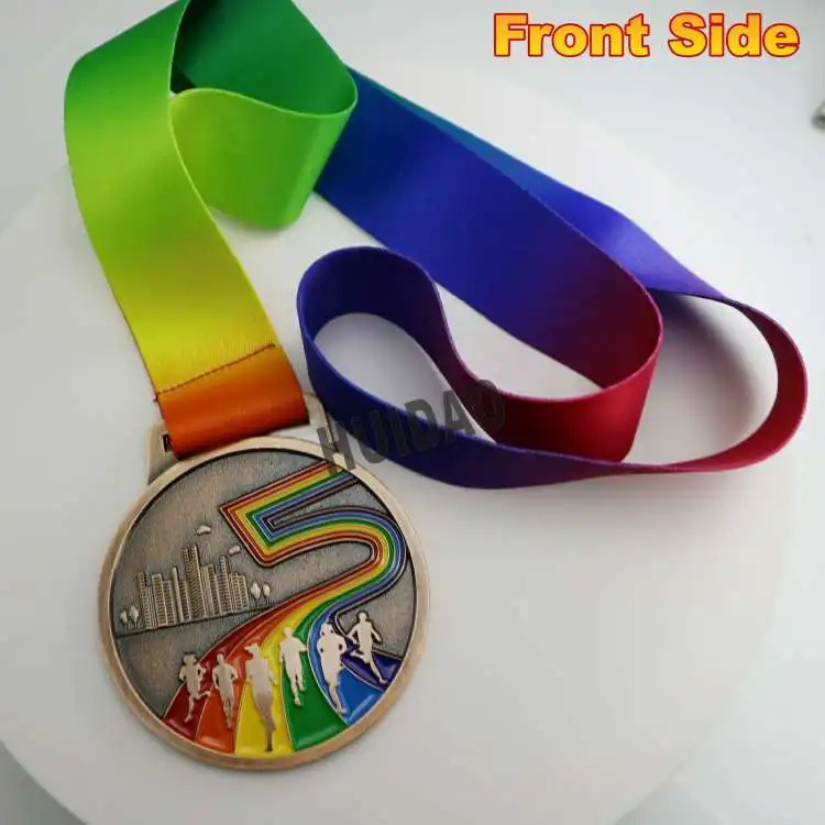 1 шт городской марафон спортивные медные цветные медали с цветной лентой мягкая эмаль Беговая медаль Заказная металлическая медаль