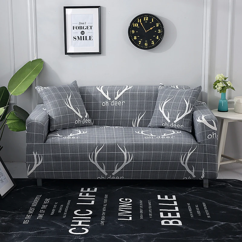 Black Plaid Elastic Sofa Protector Cover for Sofa Slipcovers Sectional L Shape Sofacover 1/2/3/4 Seater - Цвет: 4