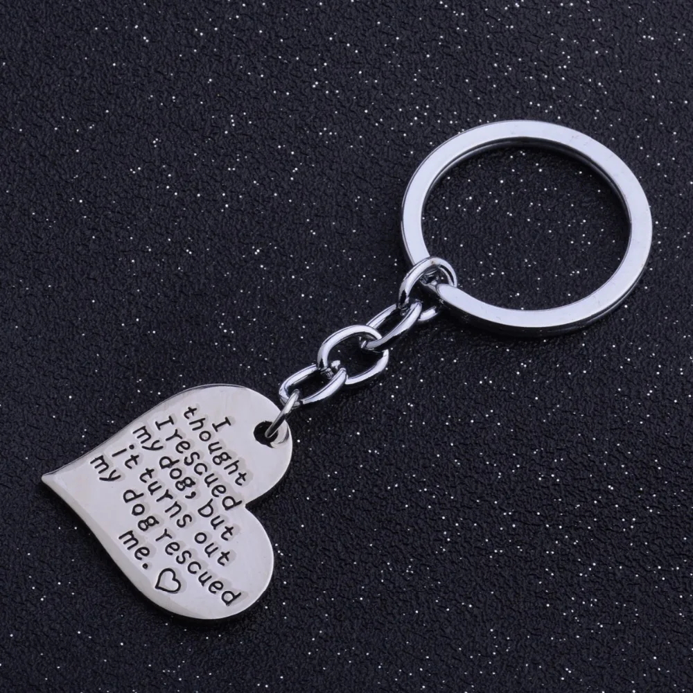 My Dog Rescued Me Heart Paws Keyring Jewelry Keychain Gifts Key Ring ...