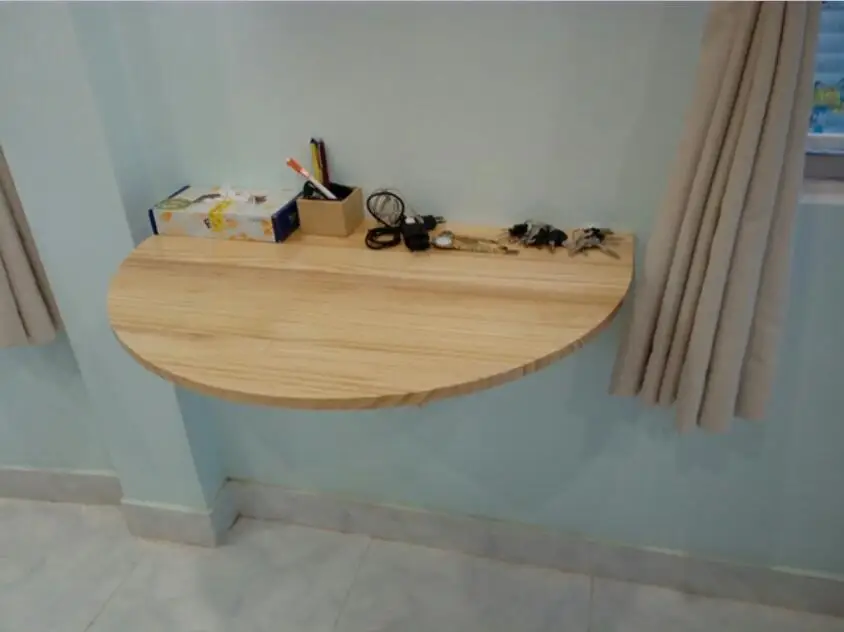 80*40CM Modern Wall Mount Dining Table Solid Wood Folding Table Wall Hanging Garden Table