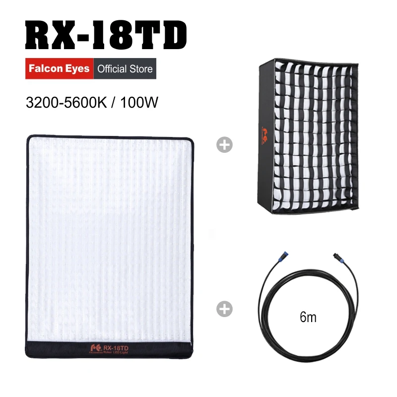 Falcon Eyes For Video Studio Light 2x1.51ft Bi-Color 100W Waterproof LED Fotografia Profesional Lighting with Softbox &Cable kit