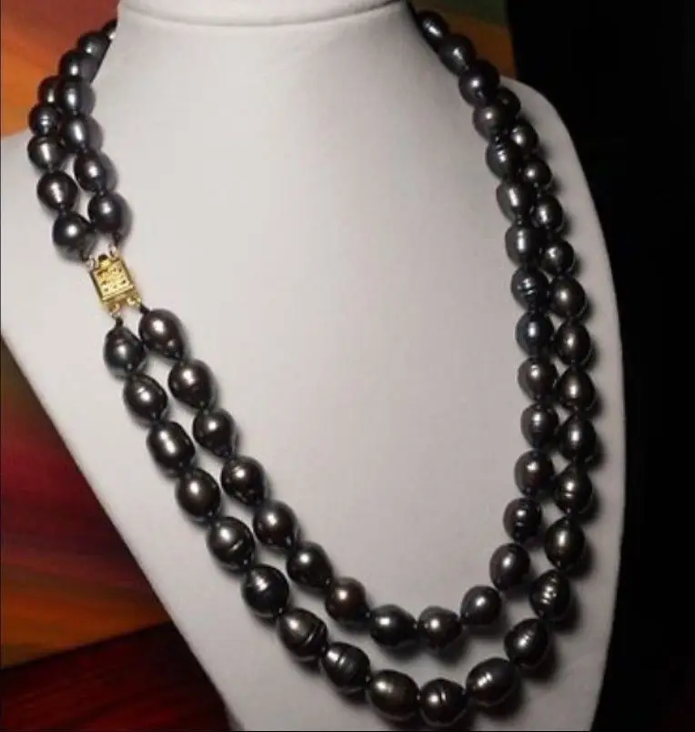 

xiuli 0015104 20"22"10-12MM NATURAL TAHITIAN BLACK CHOCOLATE PEARL NECKLACE