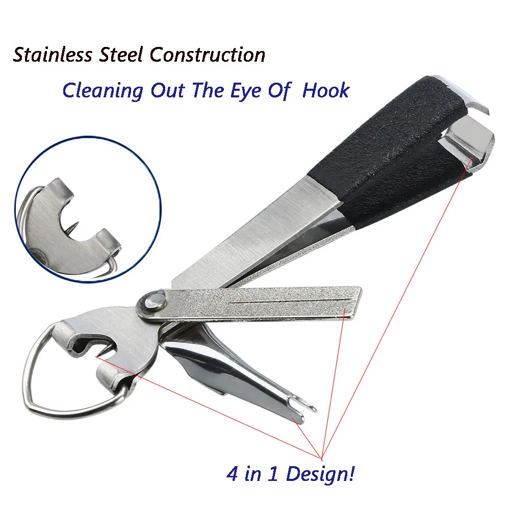

4 In 1 Portable Quick Knot Cutter Nippers Snip Tying Tool Nail Clippers Line Durable stainless steel multifunction 16g 15