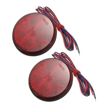 

2PC LED Round Reflector Tail Brake Stop Marker Light Indicator Truck Trailer Red