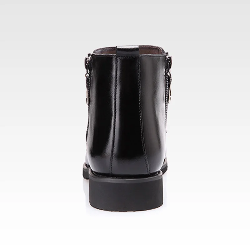 Najtaniej Prawdziwej skóry chelsea Boots mężczyźni zimowe buty pluszowe ciepłe buty zamek skóra bydlęca botki męskie botki czarny KA440