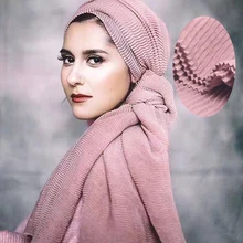 95*180 см хлопковое белье с двойной петлей хиджаб для женщин Crinkle мусульманская накидка шарф мусульманские шали арабский головной платок тюрбан для женщин
