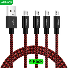 APPCAS Micro USB кабель 1 м/2 м/3 м зарядный кабель для мобильного телефона плетеный нейлоновый USB для Micro usb зарядный кабель для Android Дата-кабель