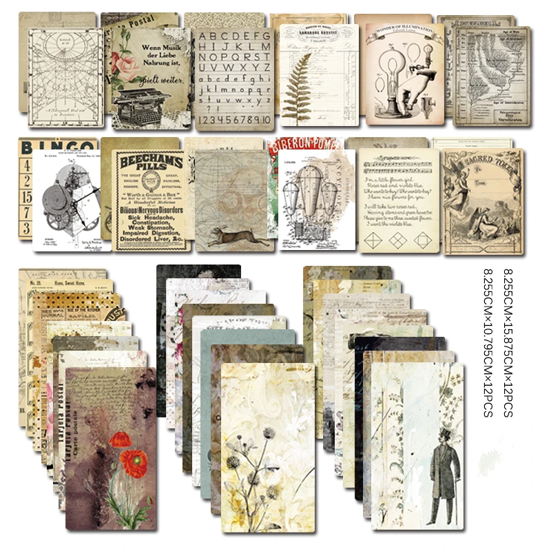 

24Pcs Acid Free Colorful Retro Paper Pocket Cards for Scrapbooking DIY Projects/Photo Album/Card Making Crafts C135