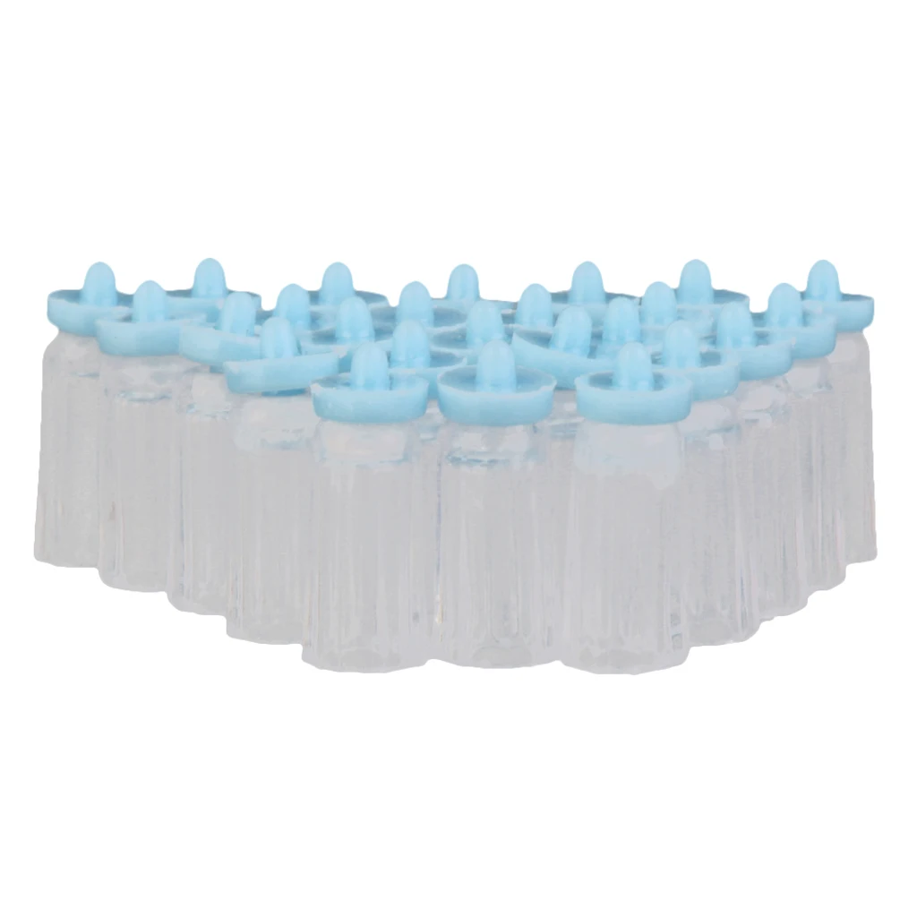 24pc Mini Baby Bottle Favors Decorations Baptism Birth Parties Measures 2x0.7cm, Blue