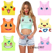 Harajuku обувь для девочек соблазнительный костюм для косплея Pokemon go Pocket Road Sea Monster милый Сейлор Мун укороченный Топы корректирующие жилет футболка косплэй аниме