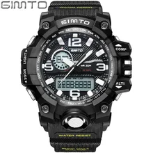 GIMTO Men Sports Analog Digital Watch Dual Display Quartz Wristwatches Military Clock Outdoor Shock Reloj Hombre Montre Homme