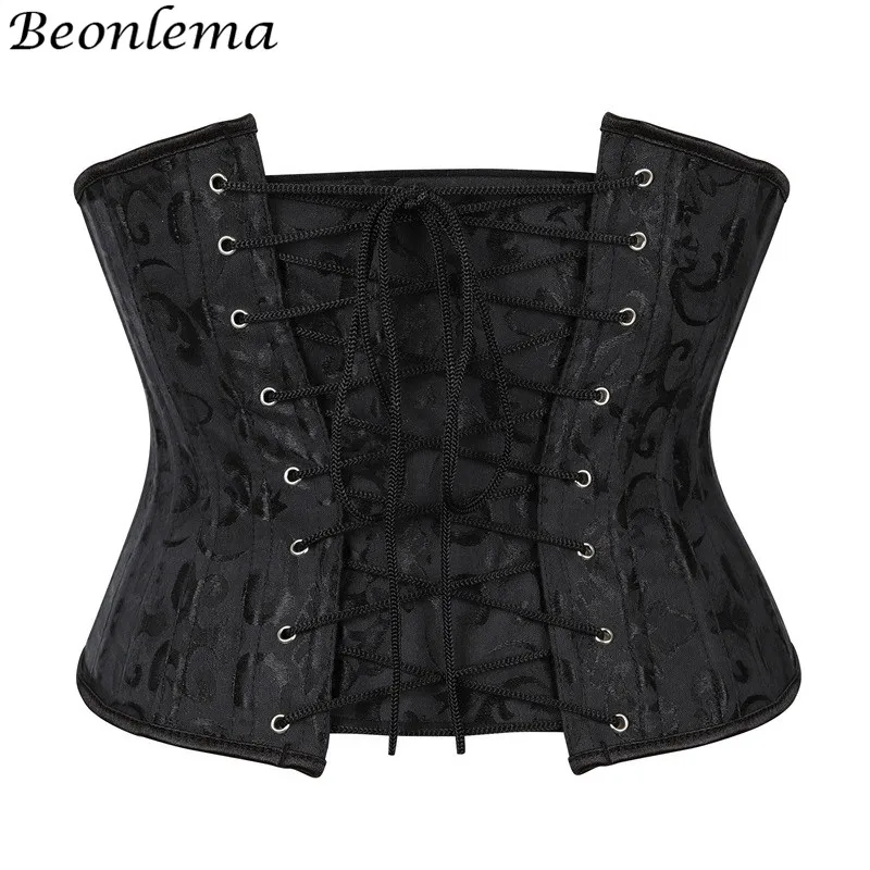 Skup Beonlema kobiety stalowy pas wyszczuplający w talii gorset wyszczuplająca talia Underbust Fajas Steampunk akcesoria Femme XS 3XL czarne gorsety