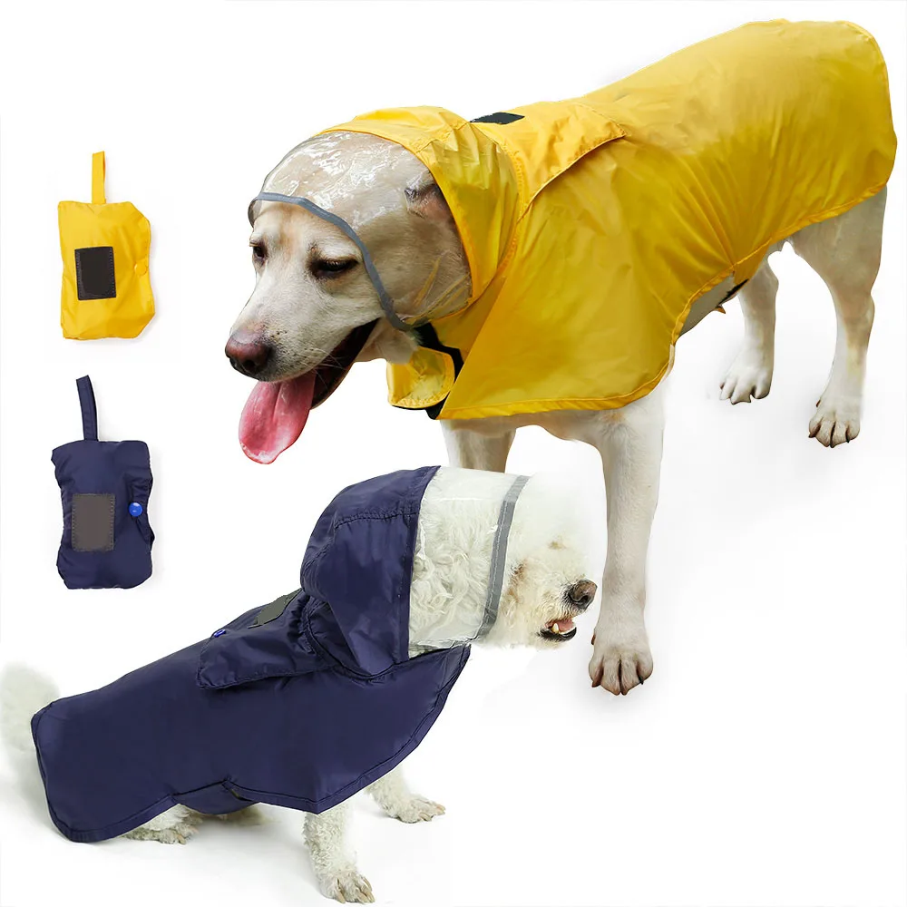 

Pet Dog Clothes Multiple sizes Waterproof Raincoat Dog Jumpsuit Rain Cape Pet Clothing For Big Dogs Hooded Poncho Jacket