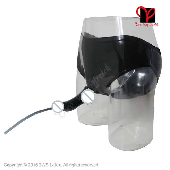 Sexy Latex underwear Penis Sheath piss tube Rubber briefs Condom panty pants cock Shorts tong bottom underpanty plus size KZ-093