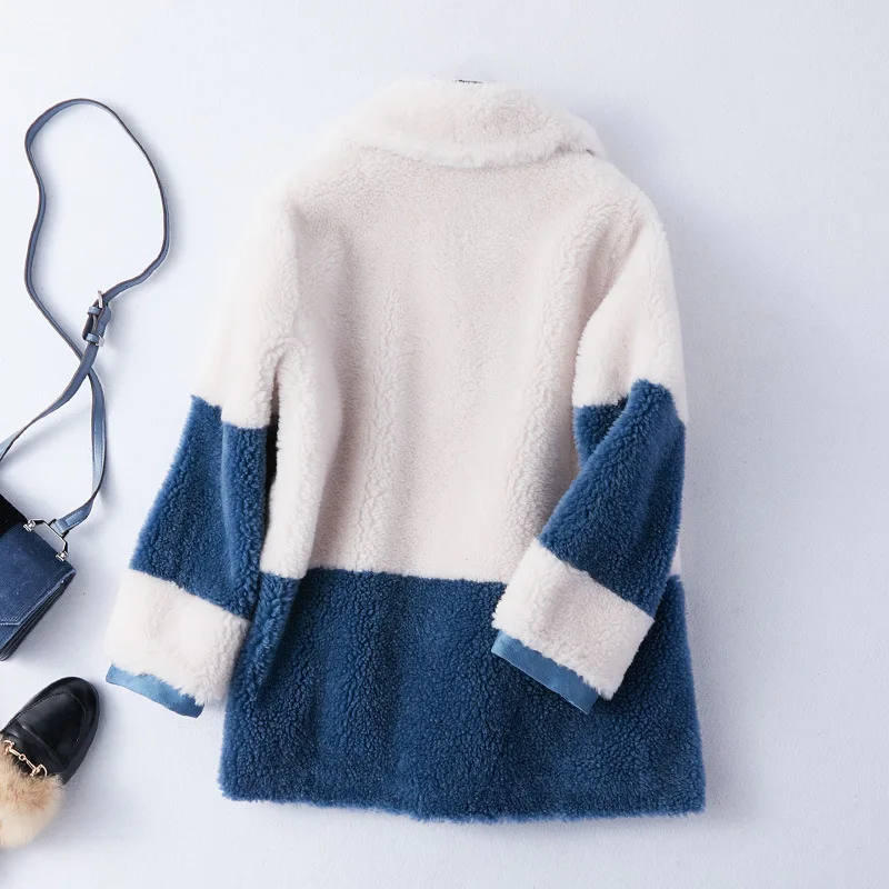DUOUPA 2019 Autumn and Winter Short Sheep Shearing Fur Coat Female Granule Wool Composite One Fashion Lamb Hair Female