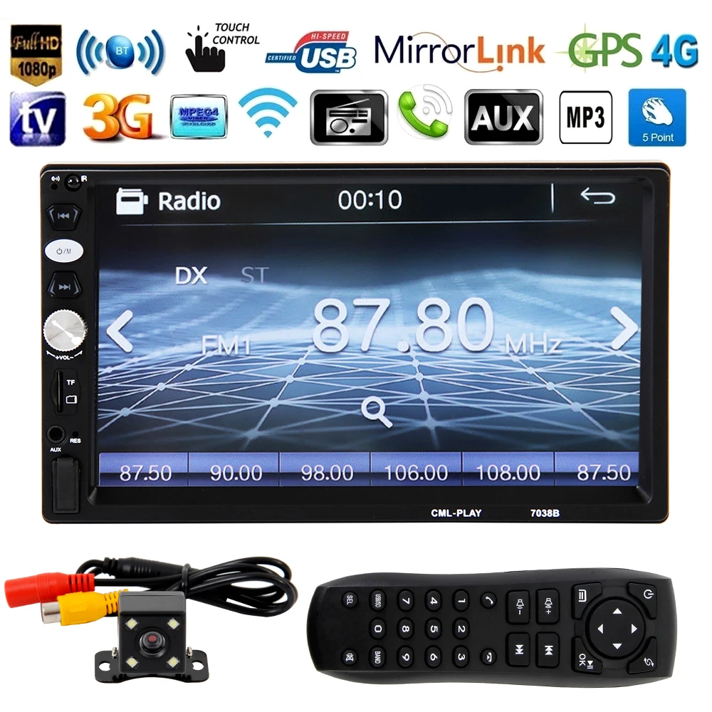 

2din Car Radio 7 Inch Touch Mirrorlink Android Player Subwoofer MP5 Player Auto Radio Bluetooth Rear View Camera Tape Recorder