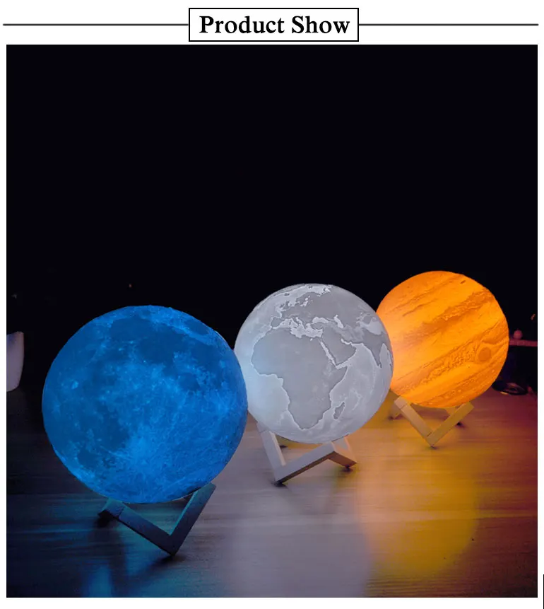 3D светильник с принтом Юпитера, лампа для земли, цветная Лунная лампа, перезаряжаемая сменная сенсорная Usb светодиодная лампа, Ночной светильник, домашний декор, креативный подарок