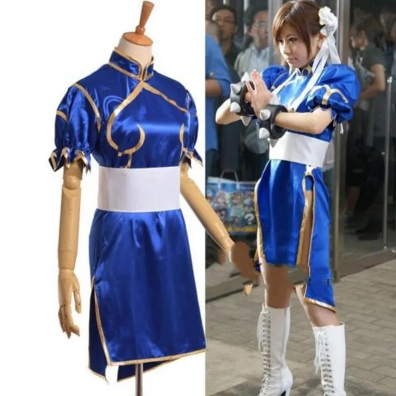 

Game Street Fighter Chun Li Blue Dress Cosplay Costume