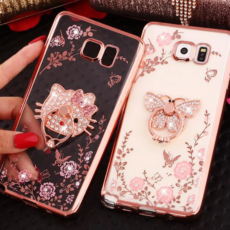 

Luxury Fundas Capa For Samsung Galaxy S8 Plus S7 edge S6 Phone Cases Bags With Metal Ring Kickstand Soft Silicone TPU Back Cover