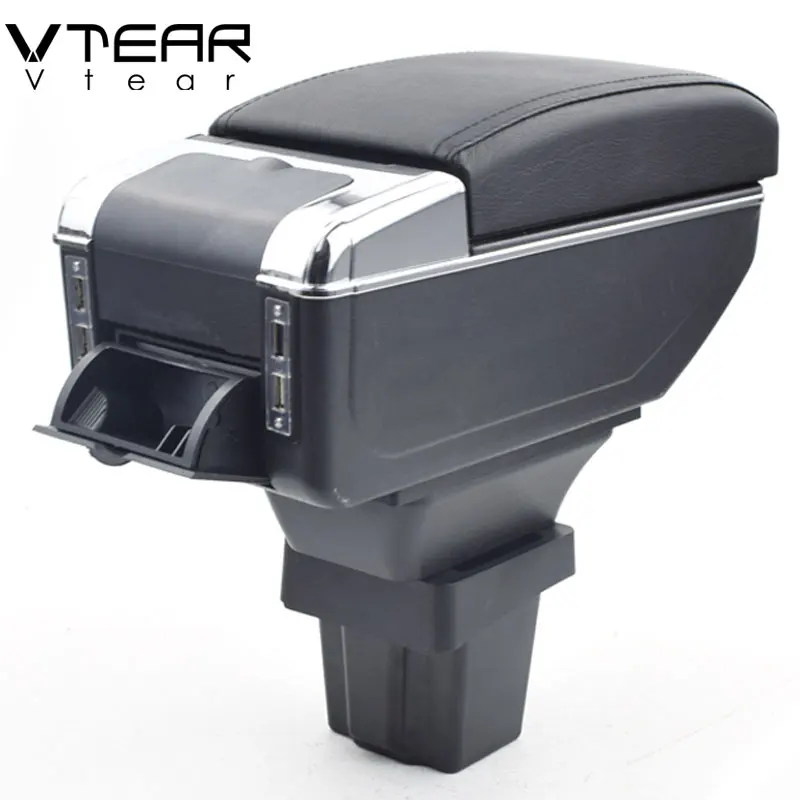 

Vtear For chevrolet onix armrest box USB Charging heighten Double layer central Store content cup holder ashtray accessories