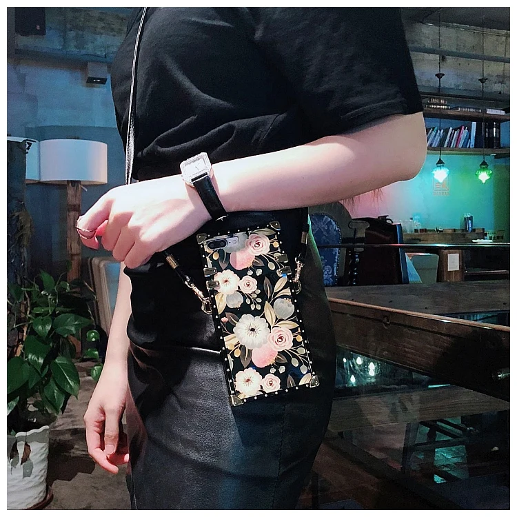 

Luxury Floral Phone Crossbody Case Cover with Long Strap For Samsung S8 S9 Plus Note 8 9 Huawei P20 Pro Oppo R11 Case