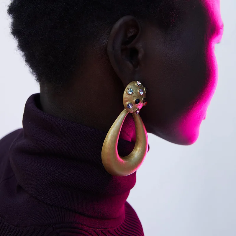 Vintage-Colorful-Crystal-Water-Drop-Earring-For-Women-Bohemia-Punk-Gold-Metal-Statement-Big-Dangle-Earrings