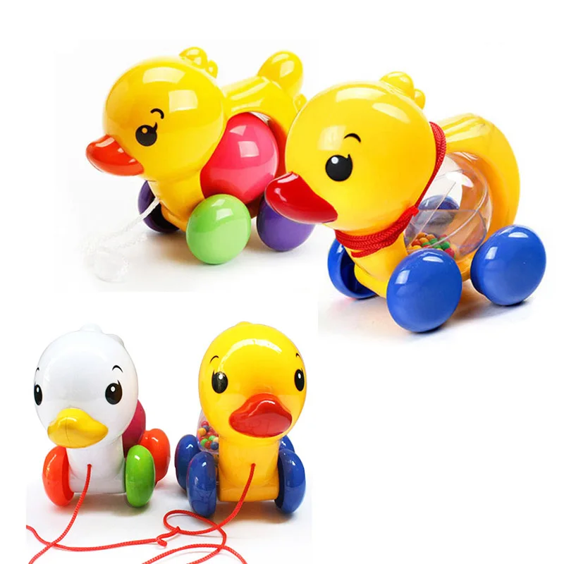 Забавные каталки подарок маленькая утка с погремушки игрушки Дети Детские учатся ходить игрушка Пластик милые детские игрушки случайного цвета