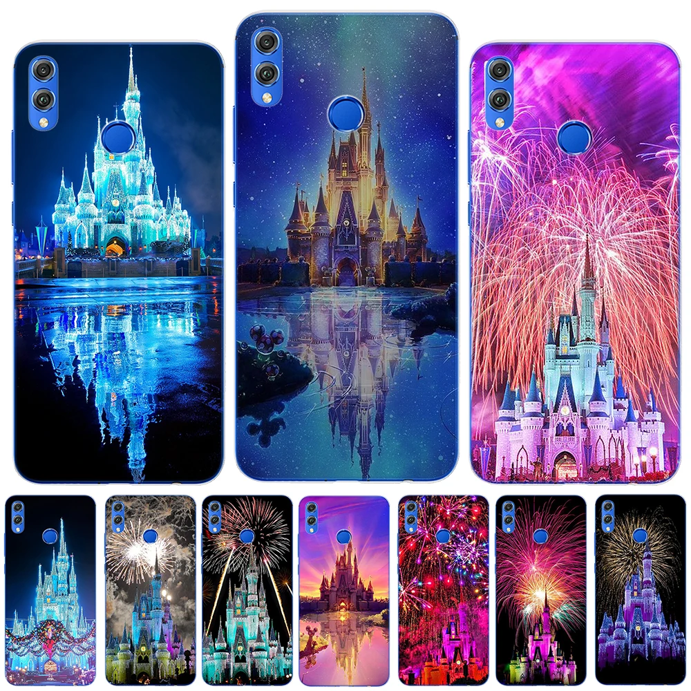 

World Cinderella Castle Fireworks TPU Case Cover For Huawei Honor 9 10 Lite 8X 8C 6X Y5 Y6 II Y3 Y7 2017 Y9 Y5 2018 NOVA 3 3I 4
