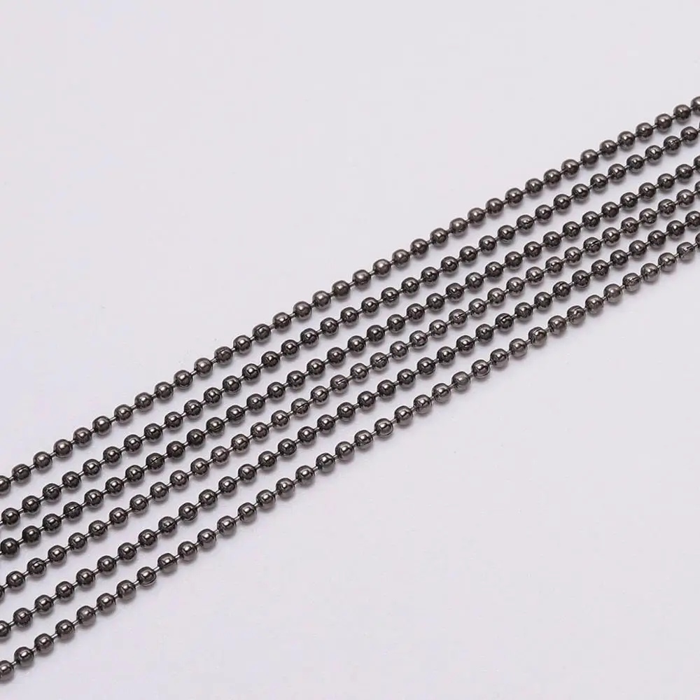 10 м/лот, 1,2, 1,5, 2 мм, металлические цепочки из шариков, объемное ожерелье, цепочка для Diy браслета, ожерелья, ювелирные изделия, аксессуары Kettingen - Цвет: Gun Black