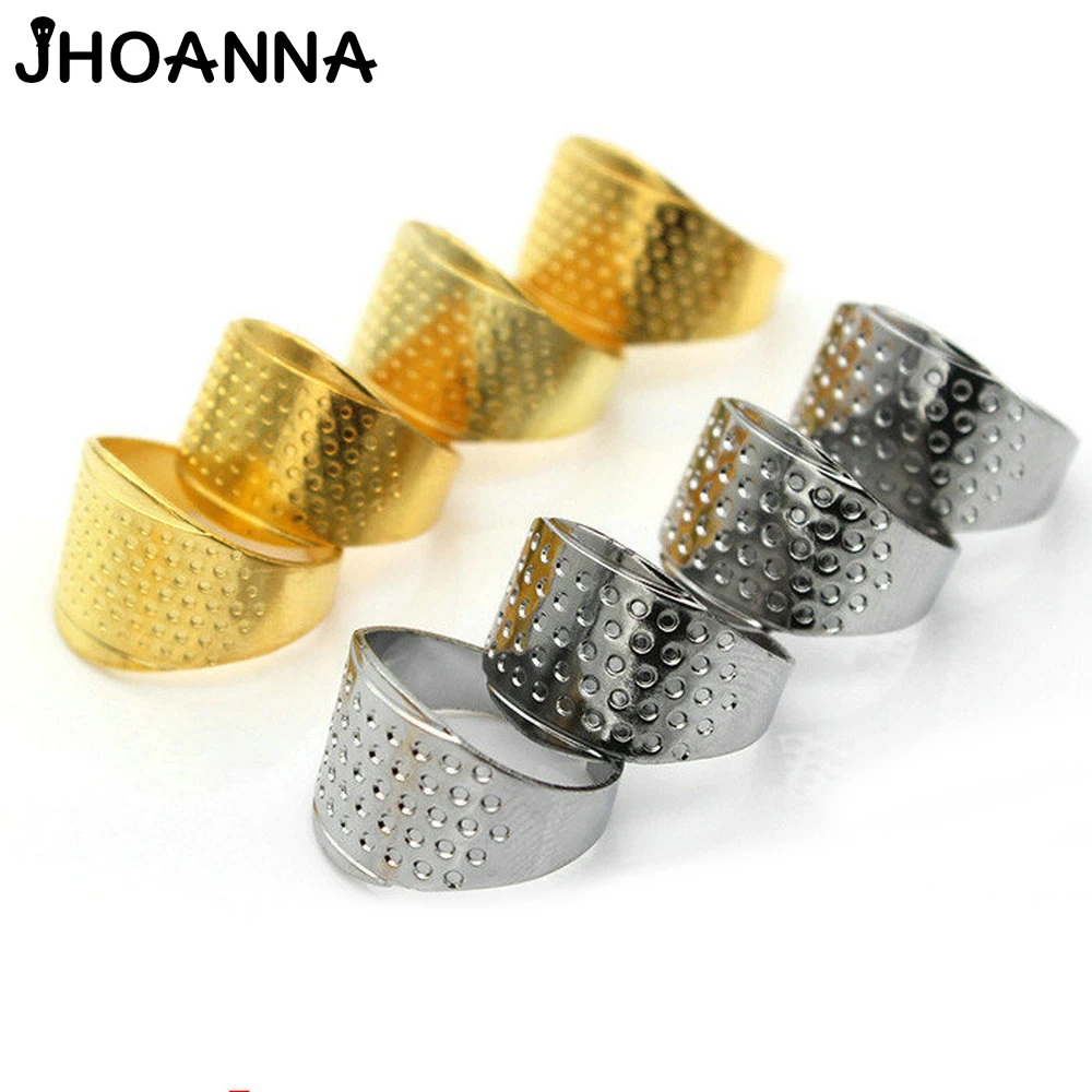 2Pcs/set Metal Thimble Adjustable Atitch Needle Hoop Ring Gold Color
