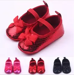 2015 Новые Модные PU Обувь для младенцев Обувь для малышей Прекрасный бантом Младенцы Обувь для девочек принцесса Обувь мягкая подошва