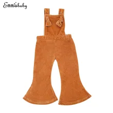 Красивые вельветовые брюки с нагрудником Комбинезоны для маленьких девочек расклешенные штаны длинные штаны для девочек на осень и весну
