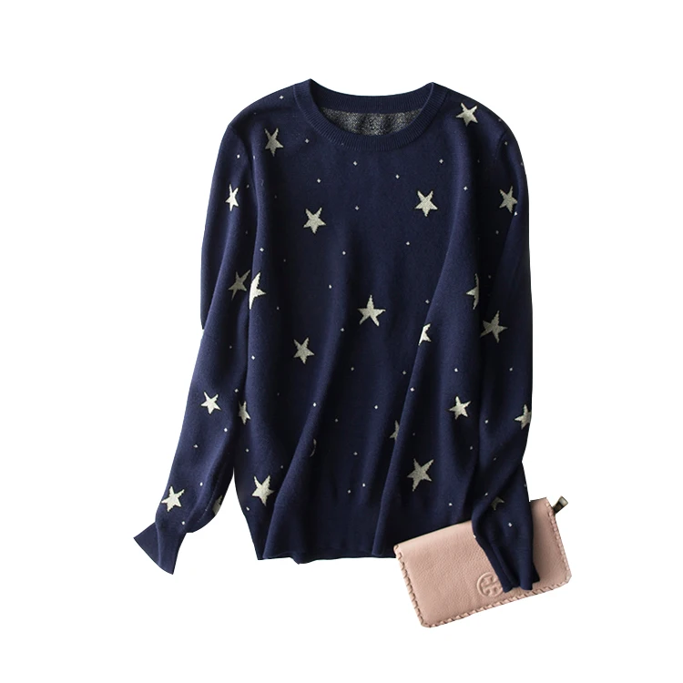 Qooth New Fashion Pullovers Sweater Women Stars