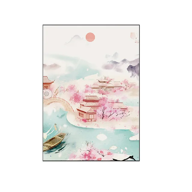 Japan-Style-watercolor-Landscape-Pink-Flower-Cherry-Canvas-Painting-poster-Art-Wall-Picture-girl-cute-For.jpg_640x640 (1)