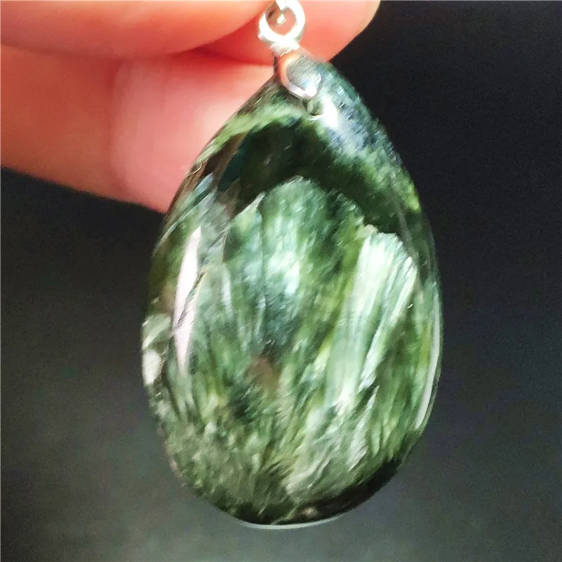 

Natural Seraphinite Pendant Water Drop Clear Stone 38x24x10mm Women Men Crystal Lucky Anniversary Gift Necklace Pendant AAAAA