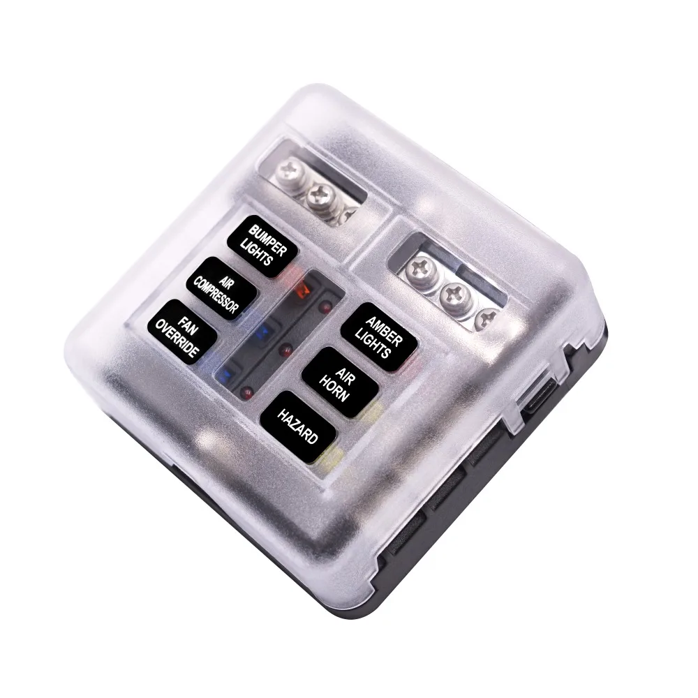 Caixa de Fusível Prisioneiro com Luz Lâmina para Trik Wupp Plástico Capa Titular m5 Parafuso Indicadora Led 6 Maneiras Marinho Barco Carro Automático 12 v 32 7 Automóveis e motos