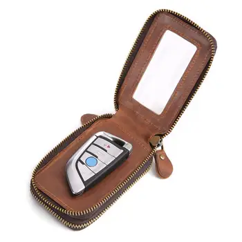 

Genuine Leather Car Key Wallets Men Key Holder Housekeeper Keys Organizer Women Keychain Cover Zipper Key Case Bag Pouch Purse