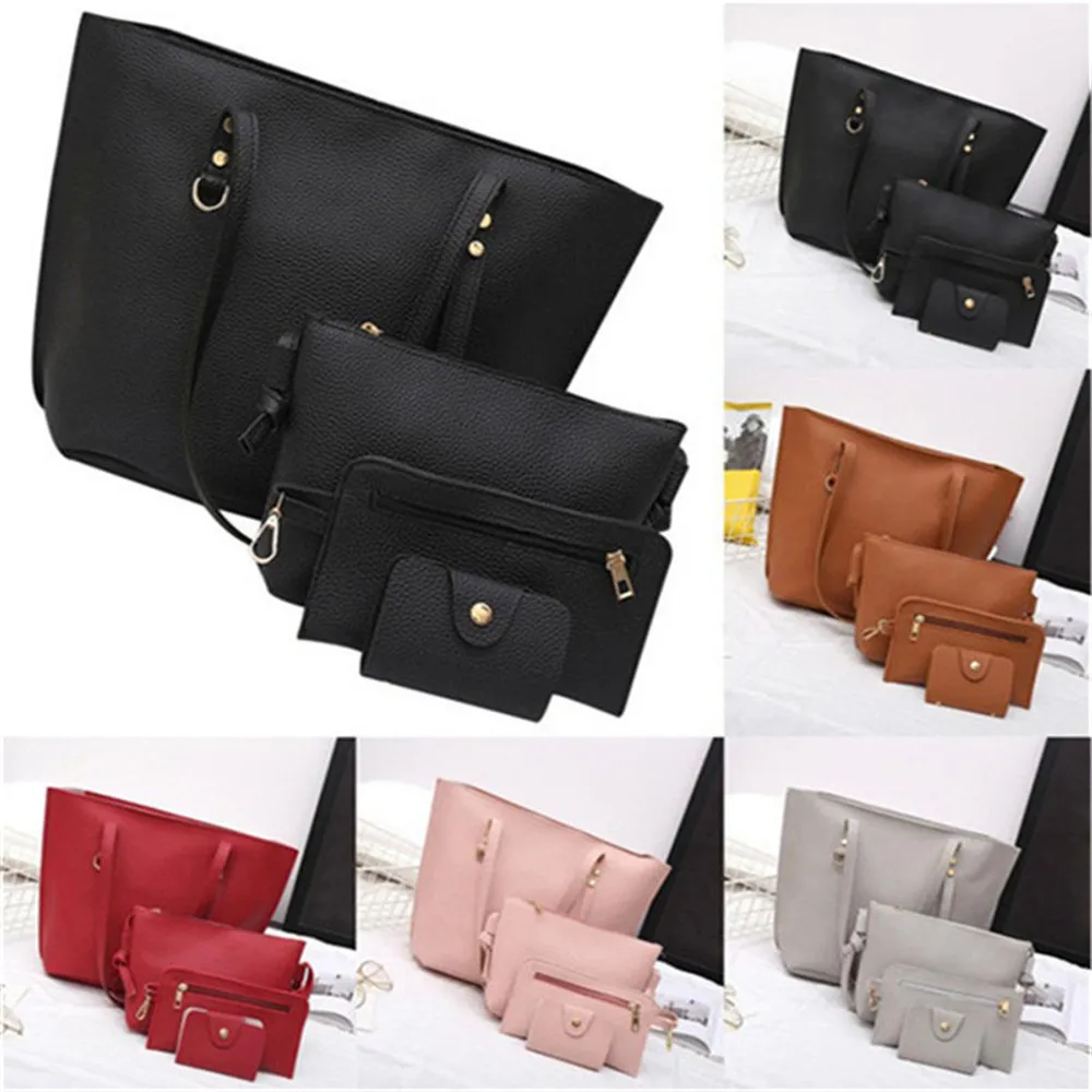 

torebki damskie sac Europe fashion Fashion Women Fashion Women Handbag 4Pcs WomenLitchiLeather Shoulder Bag+Crossbody luis vuit