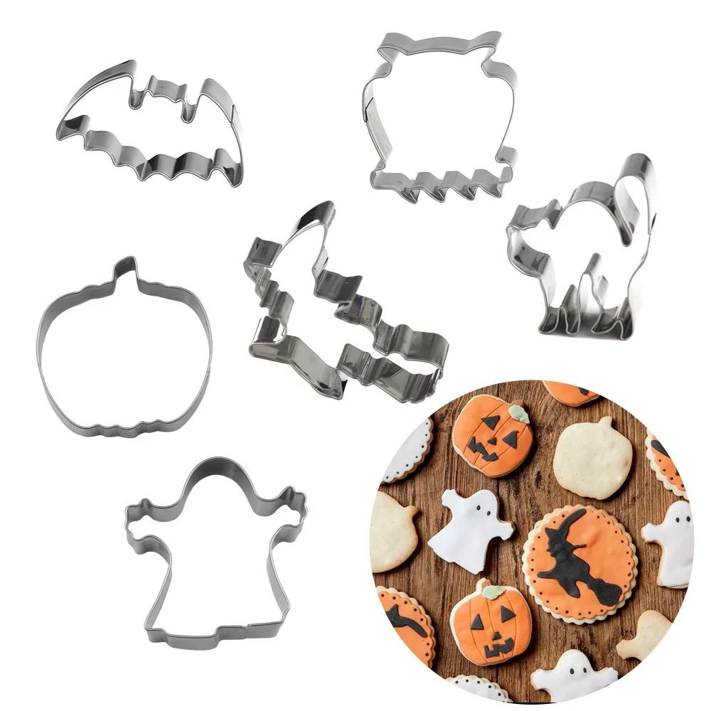 6pcs/set stainless steel halloween cookie cutter mold bakingtools
