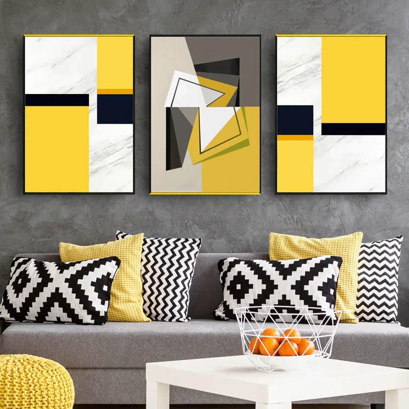 Micsunny Arstract Geometry Picture Canvas Prints Wall Art Paintings Micsunny Arstract Geometry Picture Canvas Prints Wall Art Paintings Modern Contemporary Home Decor Black Grey Yellow Painting In Calligraphy From