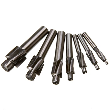 

ELEG-7Pcs M3-M12 Counterbore Milling Cutter High Speed Steel Pilot Slotting Tool End Mill Slot Drill Bit Set