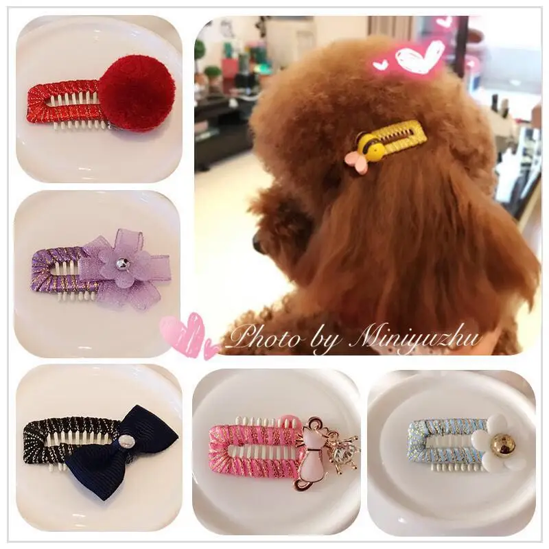 

Handmade dog hair clip teddy bear head ornament Okshamalzi pet jewelry clip 10pcs