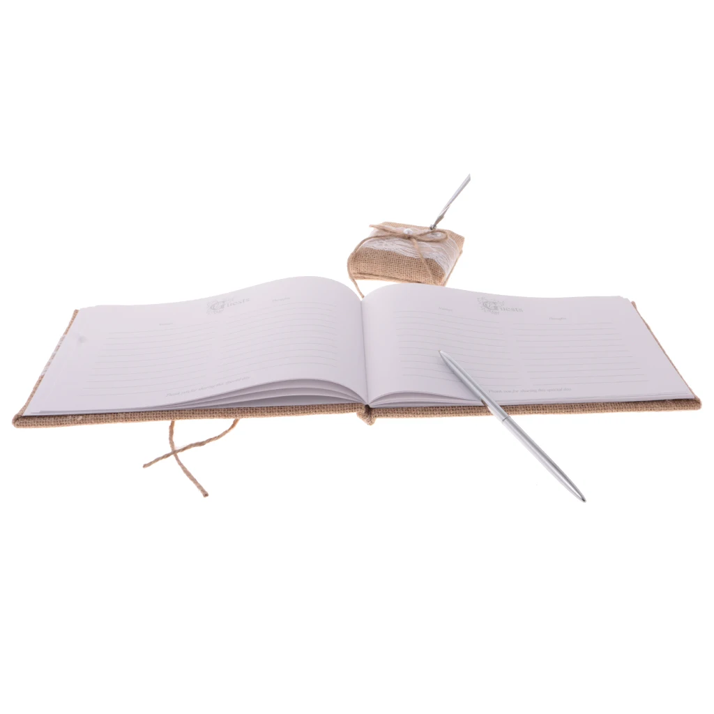 Hot Sale Elegant Wedding Guest Book and Pen Set with Tulle Crystal Decor Birthday Baby Shower Wedding Ceremony Party Supply 