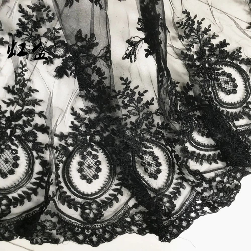 

2019 New Black Vehicle Bone Lace Embroidery Lace Fabric European Style Mesh Fabric for Dress Telas De Algodon Para Patchwork 1 y
