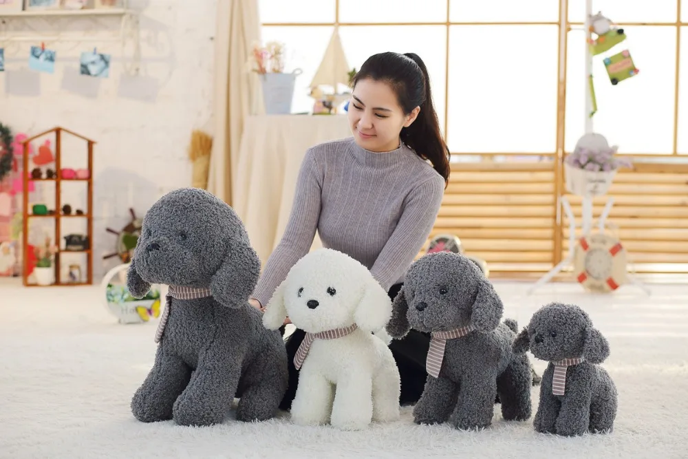 25cm Scarf Tactic dog plush toy poodle dog doll simulation high-end For Children's Gift Kids Toys