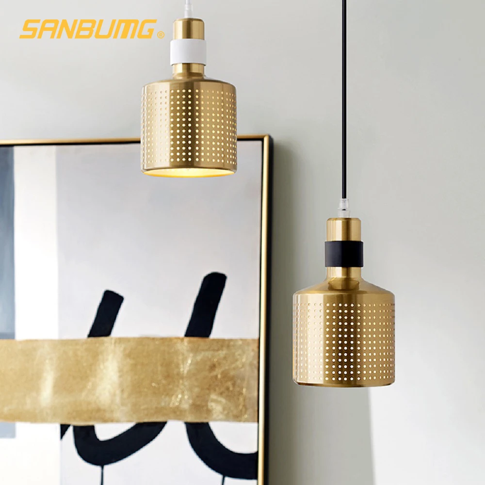 SANBUMG современный промышленный полый подвесной светильник с гальваническим покрытием золотой E14 нейлоновый кабель ресторанный светильник ing подвесной светильник