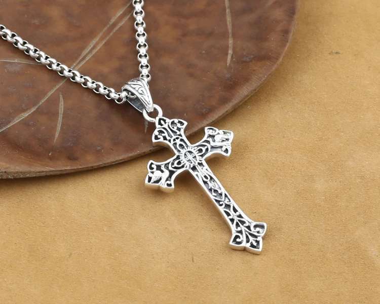 100% 925 Silver Cross Pendant Necklace 