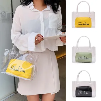 

New Elegant Shoulder Bag Women Wild Simple Messenger Bag For Girls Candy Color Beach Handle Letter Waterproof Handbag Bag K704