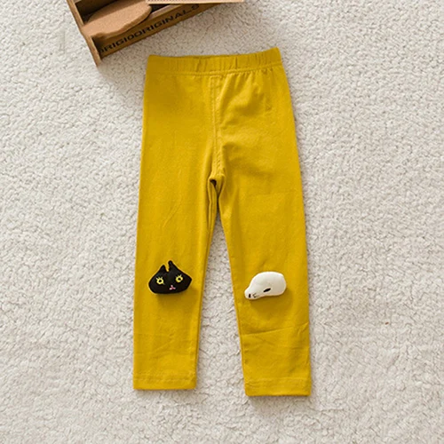 Yellow Hylidge/милые детские леггинсы с плюшевой подкладкой, штаны, красные, желтые колготки для мальчика и девочки, весенне-осенние детские хлопковые леггинсы - Цвет: Yellow