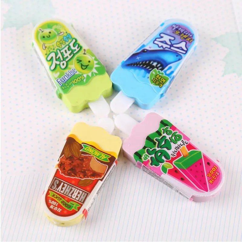 

24 Pcs/lot New Cute Creative Popsicle Eraser For Kids Student Gift School Supplies